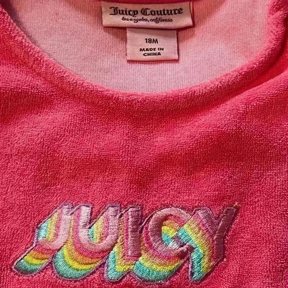 Juicy couture baby size 18 months one piece hot pink terry cloth romper new - Picture 7 of 8